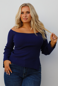 Hazel Knit Top: Navy