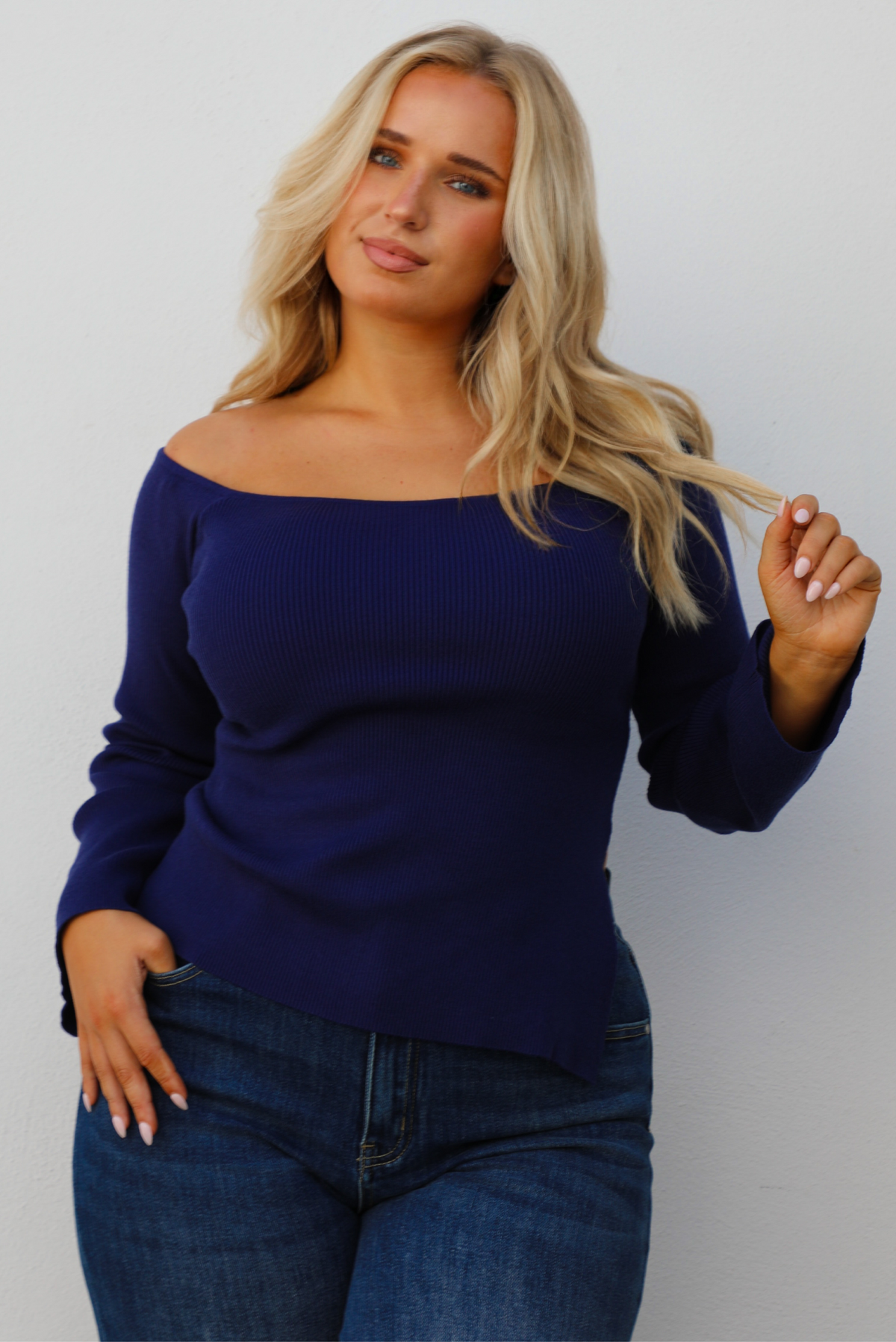 Hazel Knit Top: Navy