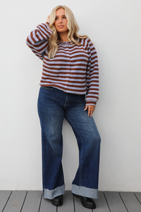 Someday Cardigan: Blue/Brown