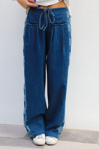 Checkered Details Denim