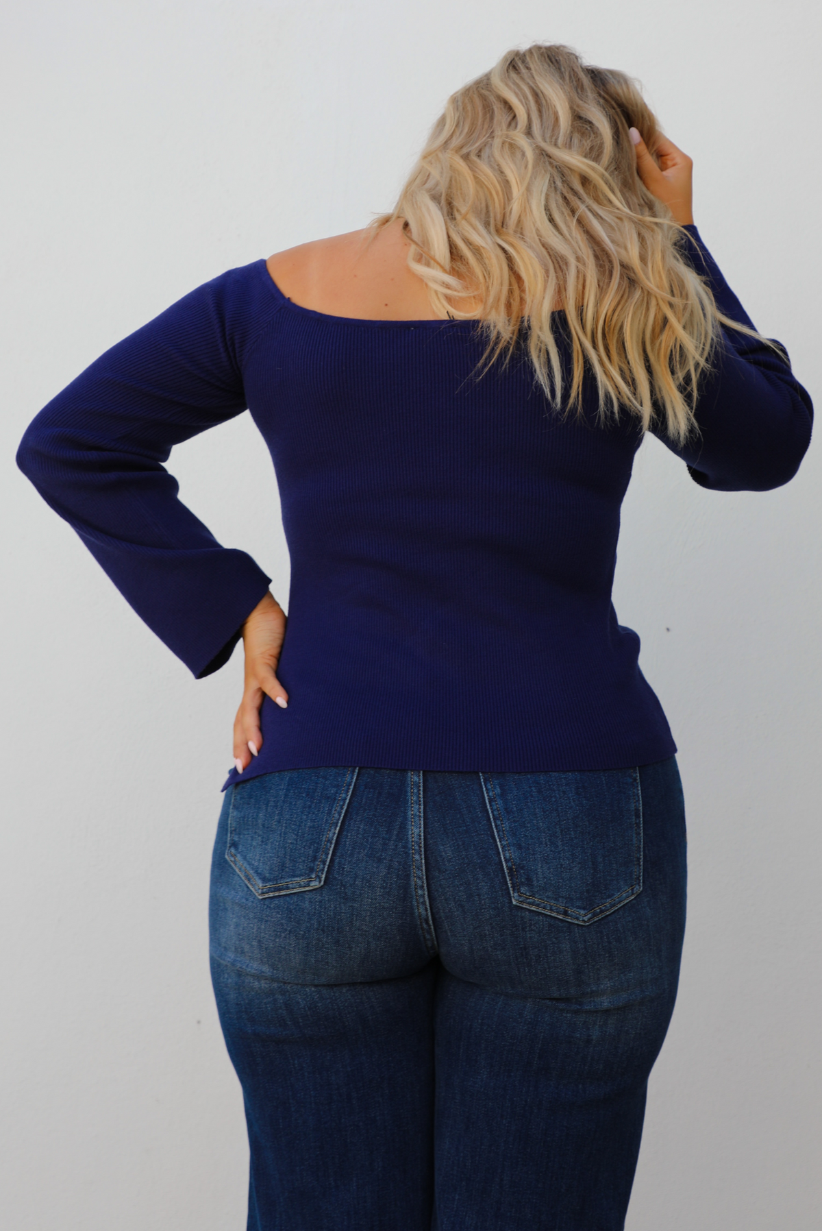 Hazel Knit Top: Navy