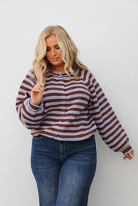 Someday Cardigan: Blue/Brown