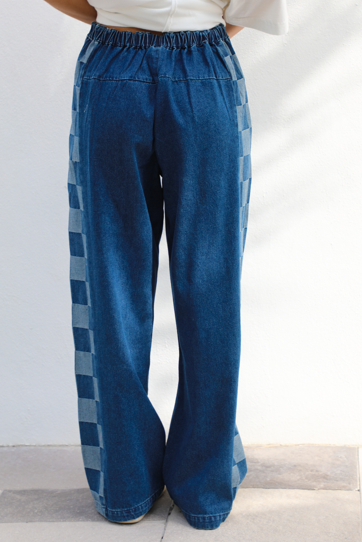 Checkered Details Denim