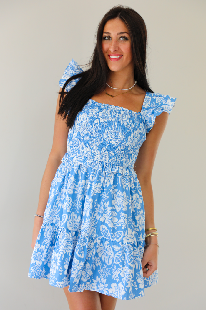 Hamptons Tea Party Dress: Blue/White