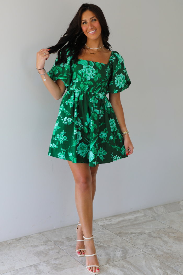PRE-ORDER: Brunch Darling Dress: Emerald/Multi
