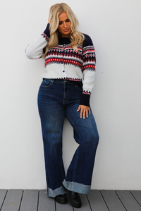 Between Moments Cardigan: Navy/Multi