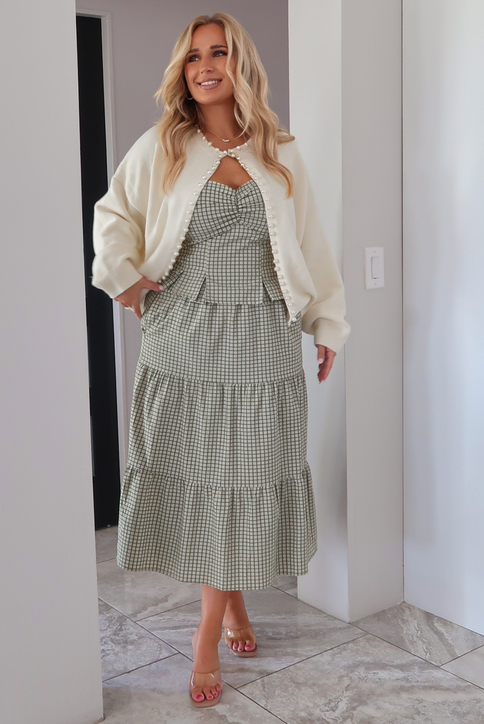 Draped In Pearls Cardigan: Ivory