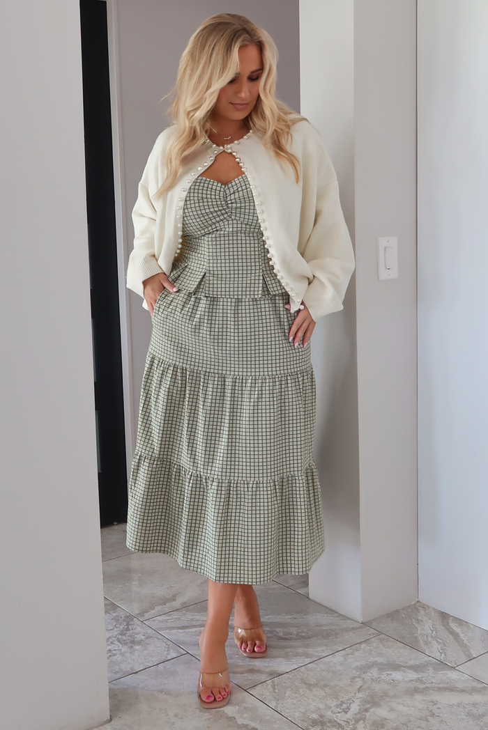 Draped In Pearls Cardigan: Ivory