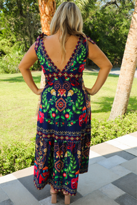 Sure Thing Midi Dress: Navy/Multi