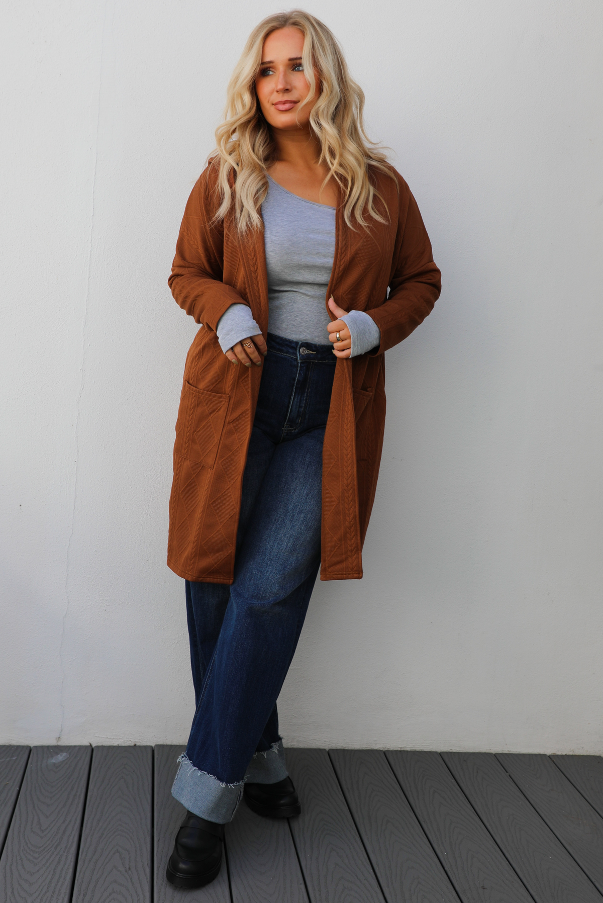 Down The Street Cardigan: Rust