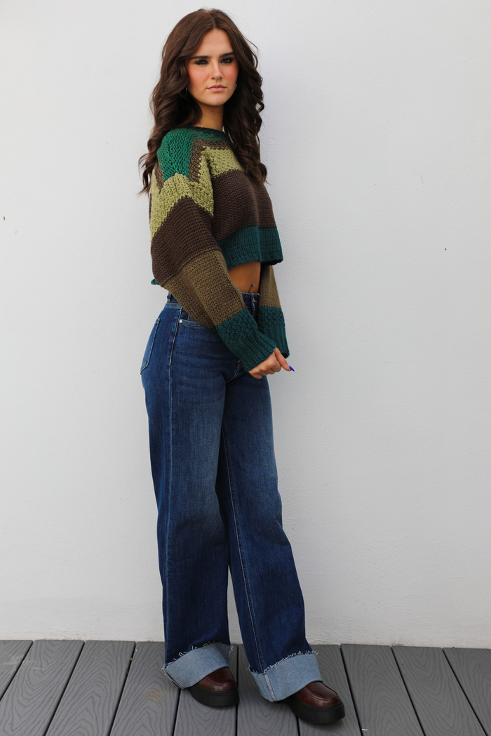Keep Me Warm Sweater: Green/Multi