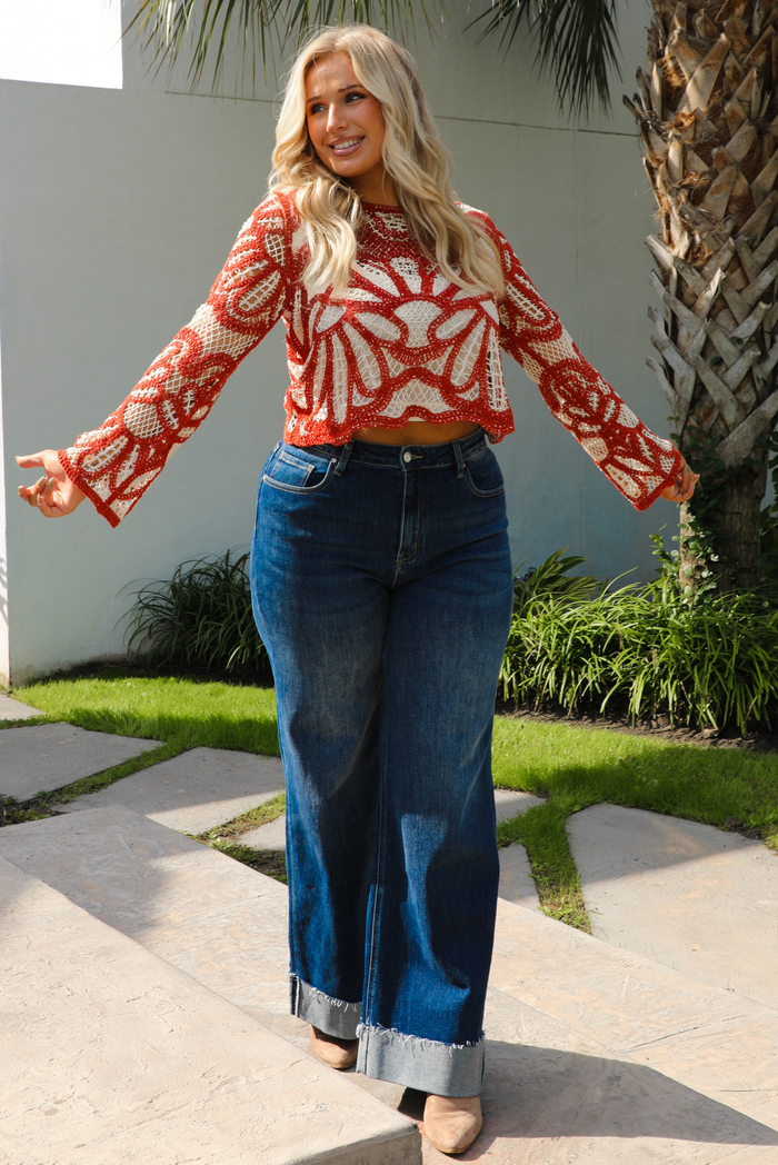 Simple Crochet Sweater: Orange/White