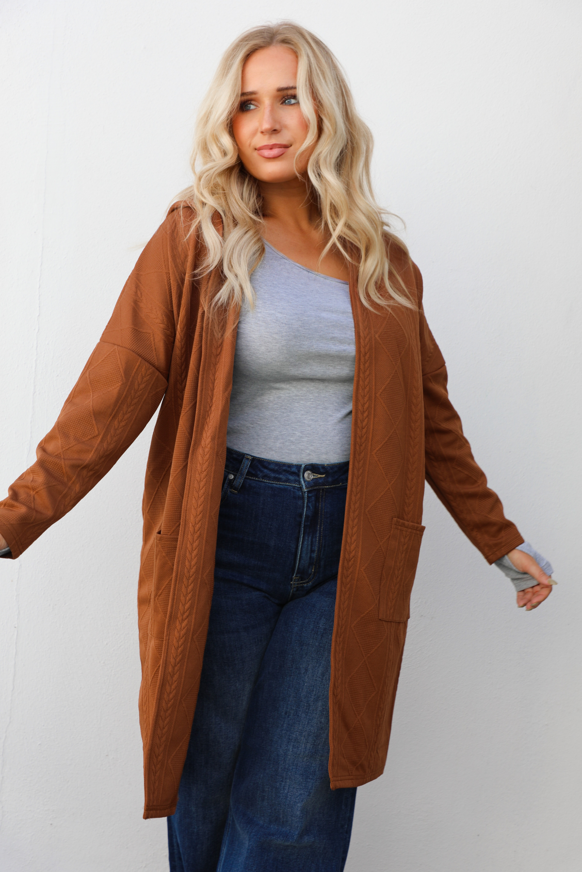 Down The Street Cardigan: Rust