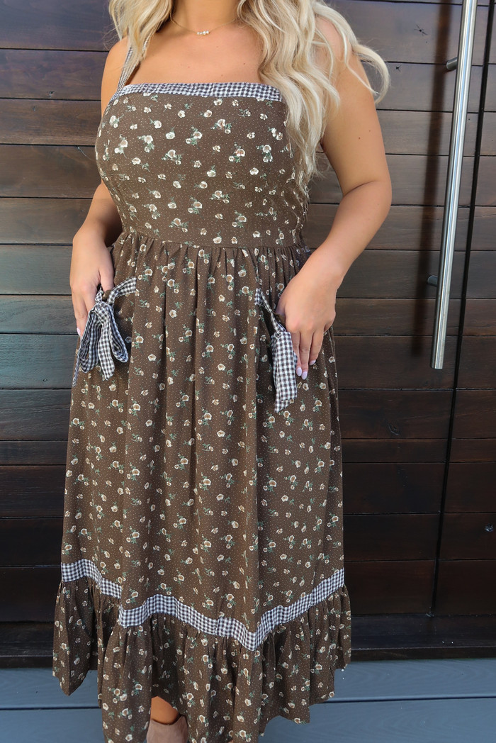 Play Your Part Maxi Dress: Brown/Multi