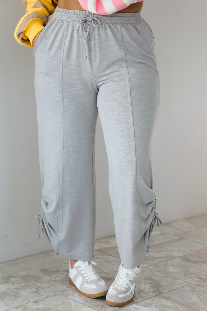 French Terry Knit Pants: Grey