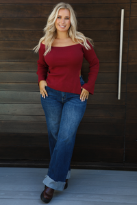 Hazel Knit Top: Maroon