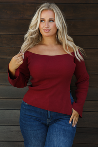 Hazel Knit Top: Maroon