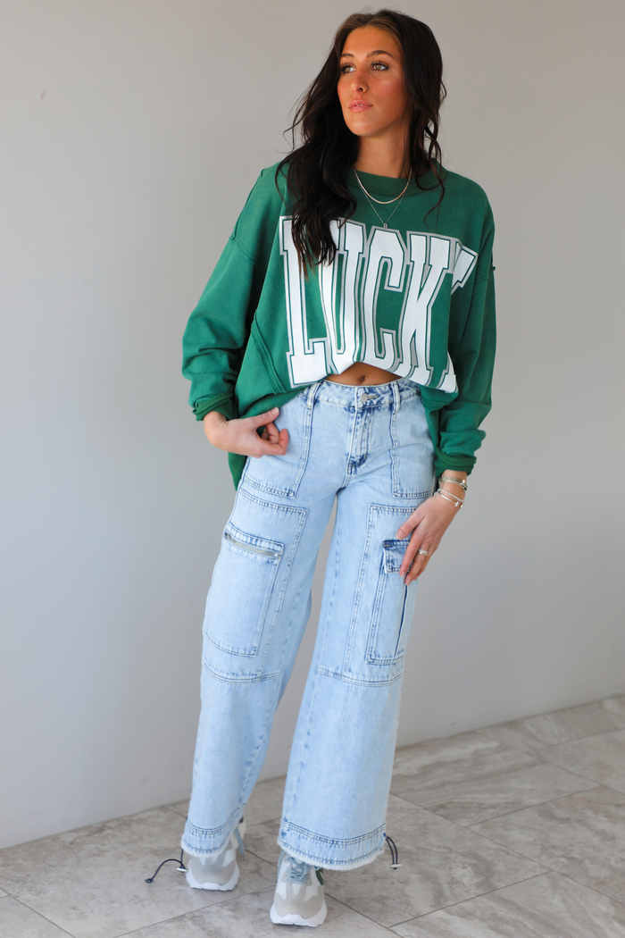 Lucky Sweatshirt: Green/White