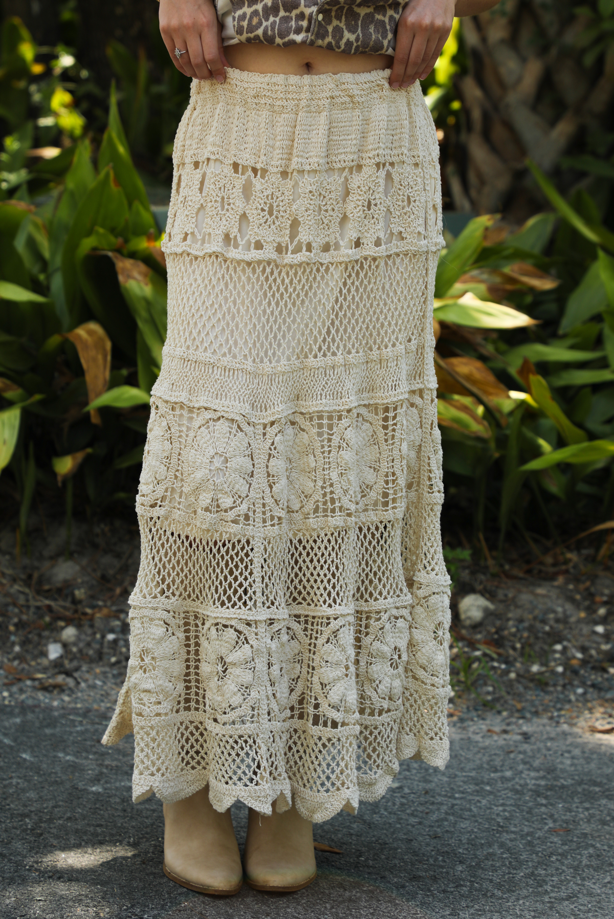Sign Of The Times Midi Skirt: Cream