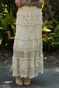 Sign Of The Times Midi Skirt: Cream