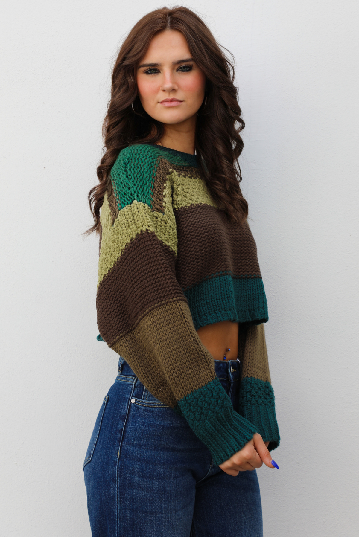 Keep Me Warm Sweater: Green/Multi