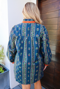 Crisp Fall Days Dress: Navy/Multi