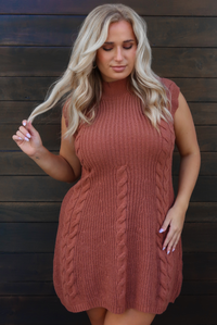 Say It Again Sweater Dress: Terracotta