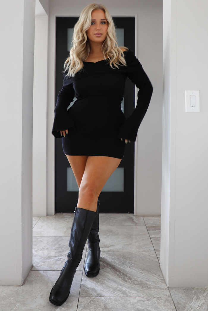 All Yours Sweater Dress: Black
