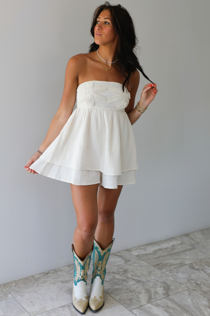 PRE-ORDER: You Mean Everything Romper: Cream