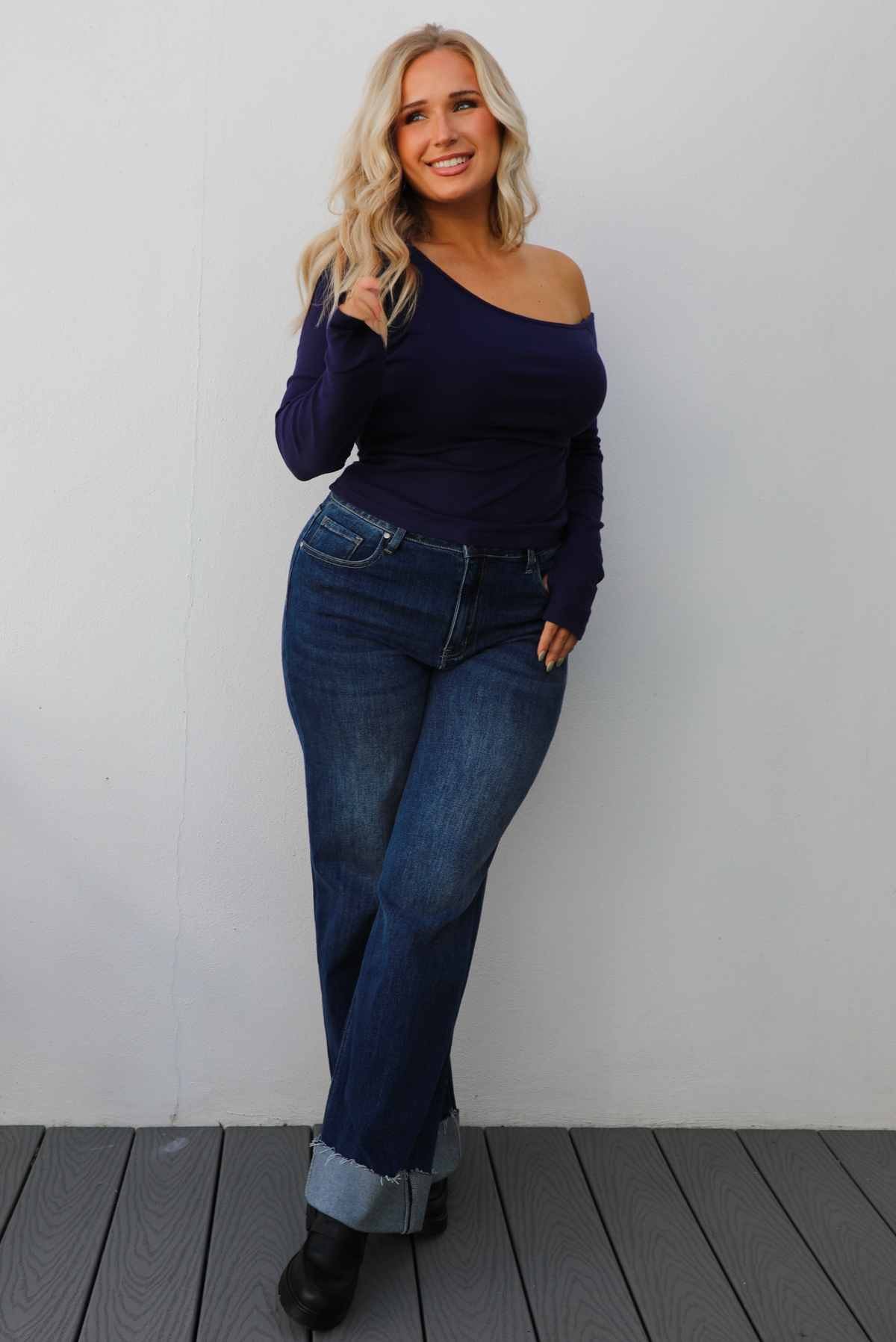 Make It Easy Top: Navy