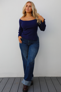 Hazel Knit Top: Navy