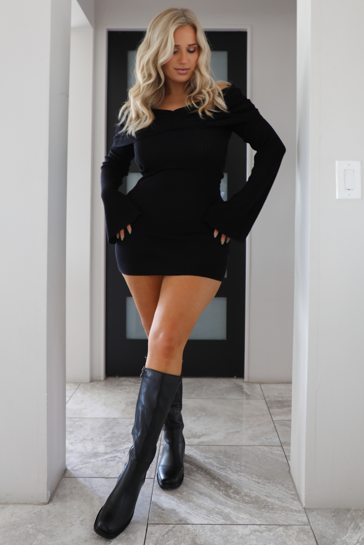 All Yours Sweater Dress: Black