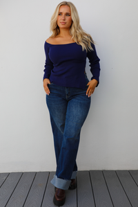 Hazel Knit Top: Navy