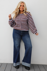 Someday Cardigan: Blue/Brown