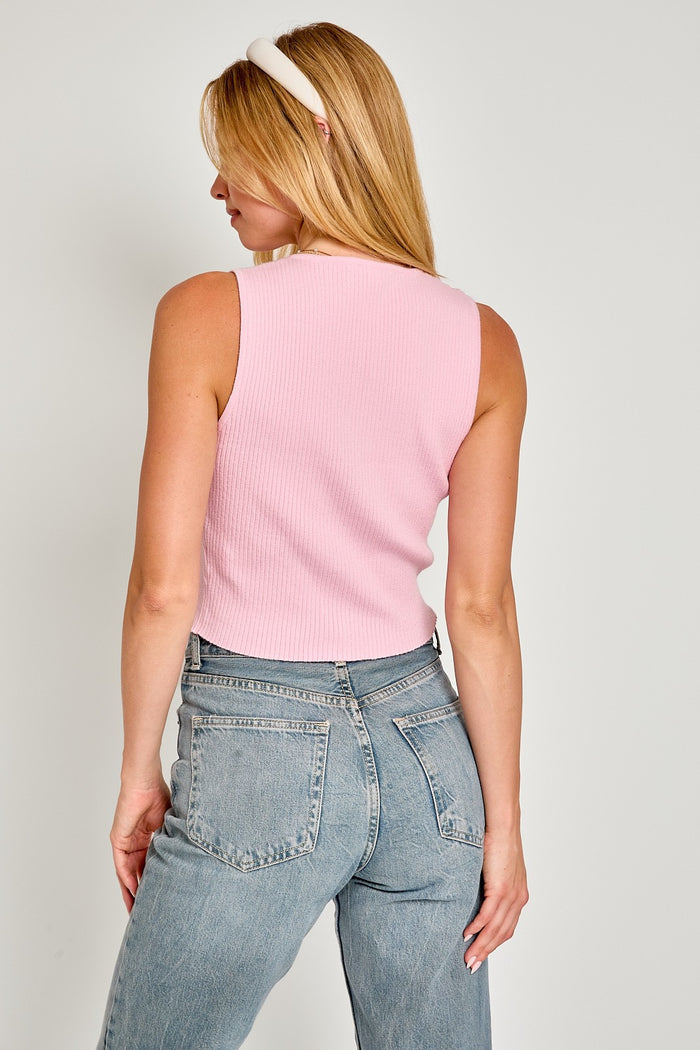 PRE-ORDER: Simple Bow Knit Top: Light Pink