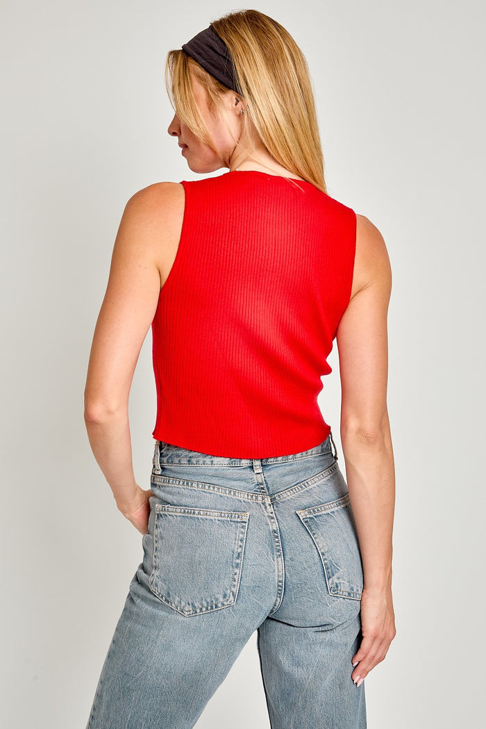PRE-ORDER: Simple Bow Knit Top: Red