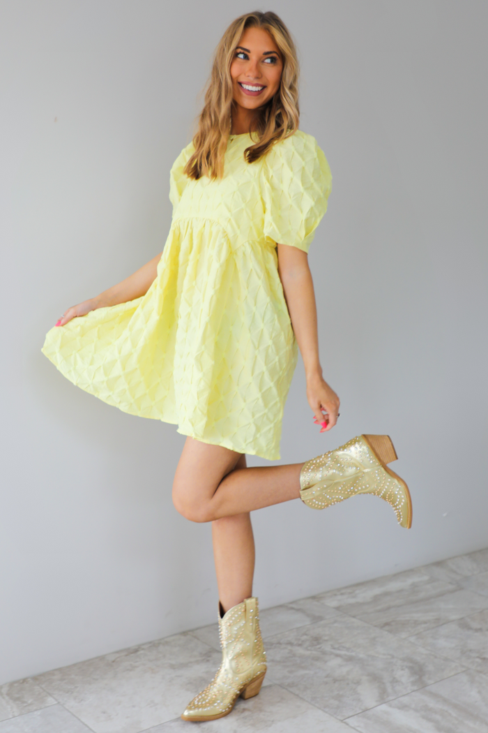 Brunch Vibes Dress: Yellow