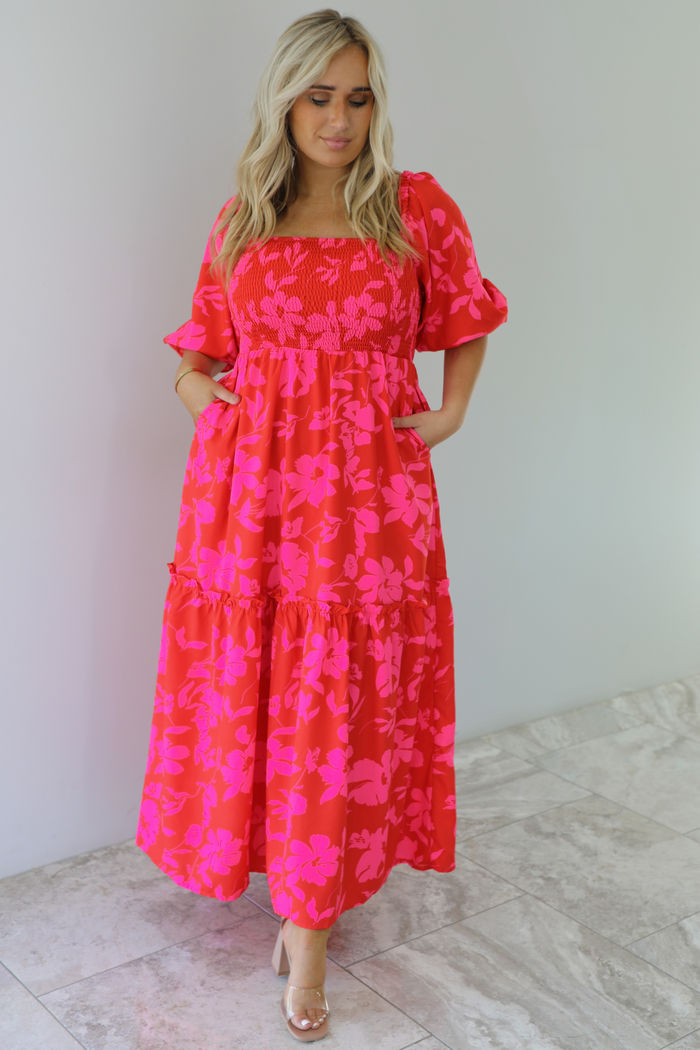 Unbreakable Love Maxi Dress: Red/Pink