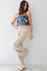 What If Crop Top: Denim/Multi