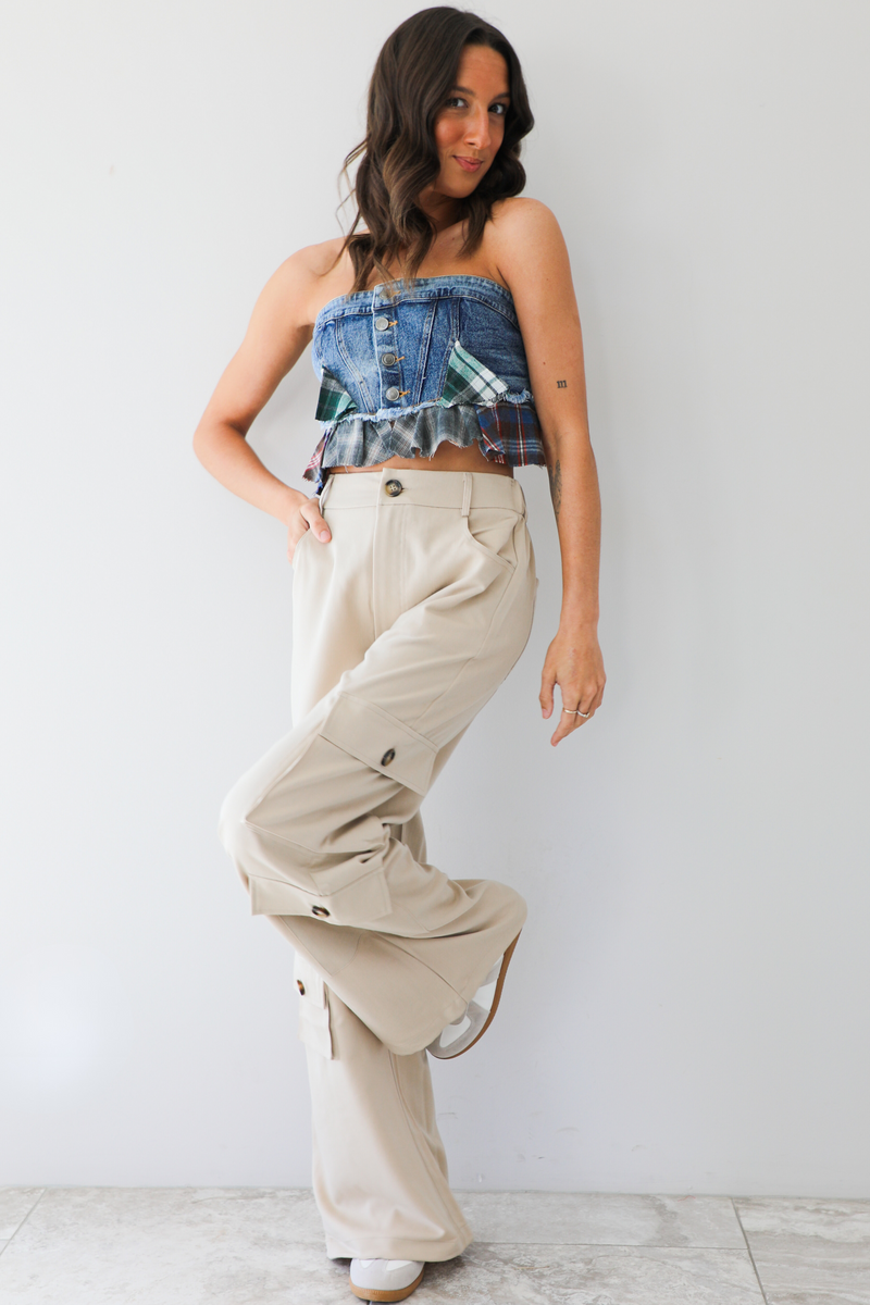 What If Crop Top: Denim/Multi