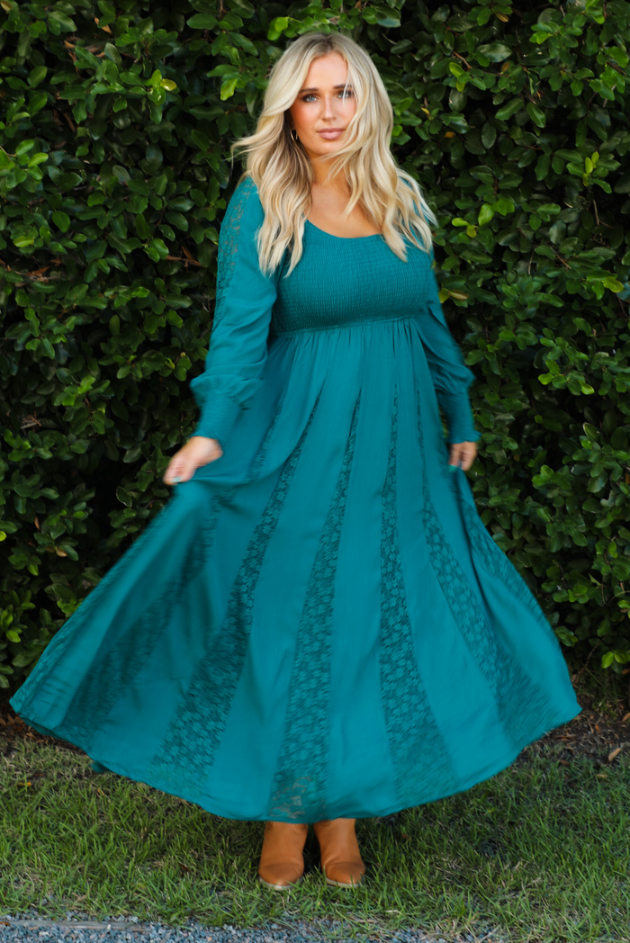 Falling For You Maxi Dress: Teal