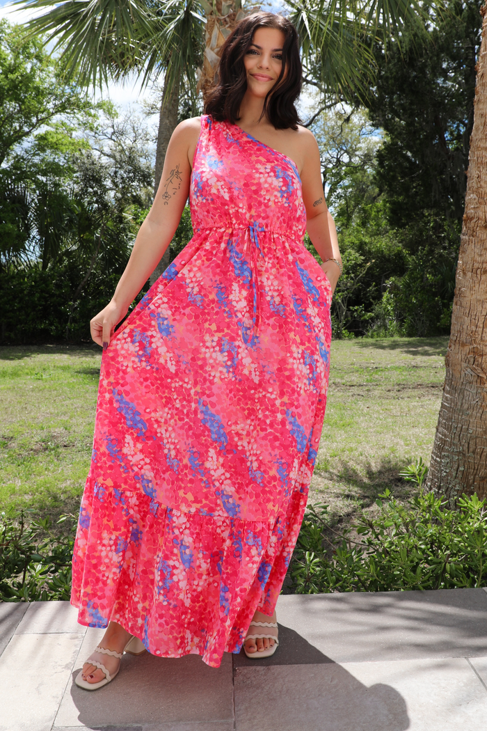 Walking To You Maxi Dres: Pink/Multi