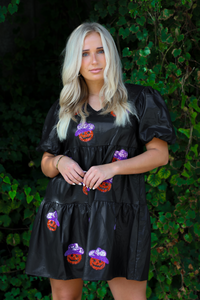 Western Jack-O-Lantern Dress: Black/Multi