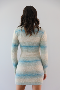 Brand New Day Sweater Dress: Blue/Multi