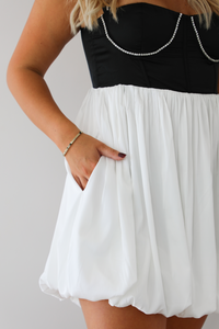Want To Party Mini Dress: Black/White