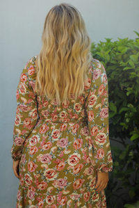 Pumpkin Patch Midi Dress: Green/Multi Floral