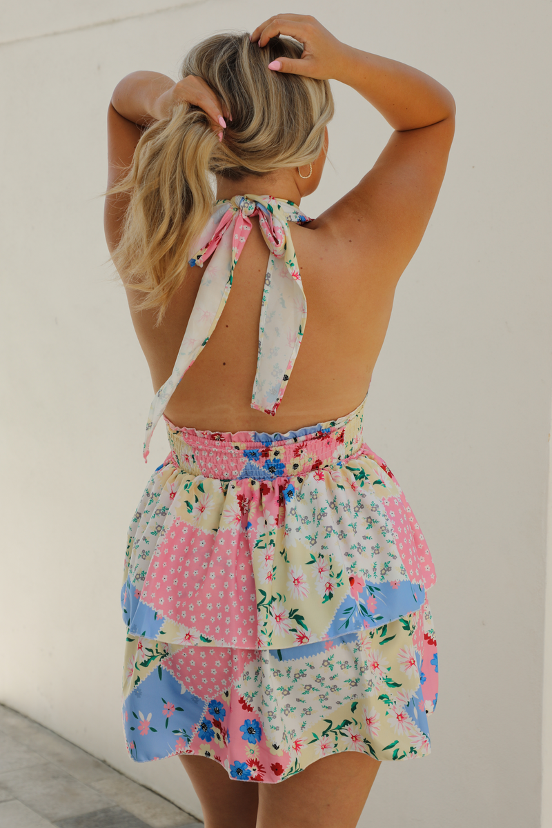 Summer Days Halter Dress: Pink/Multi
