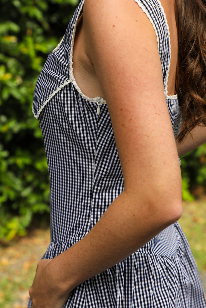 Out Of Sight Dress: Black/White Gingham