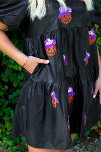 Western Jack-O-Lantern Dress: Black/Multi