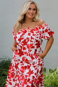 Bring Me Back Maxi Dress: White/Red